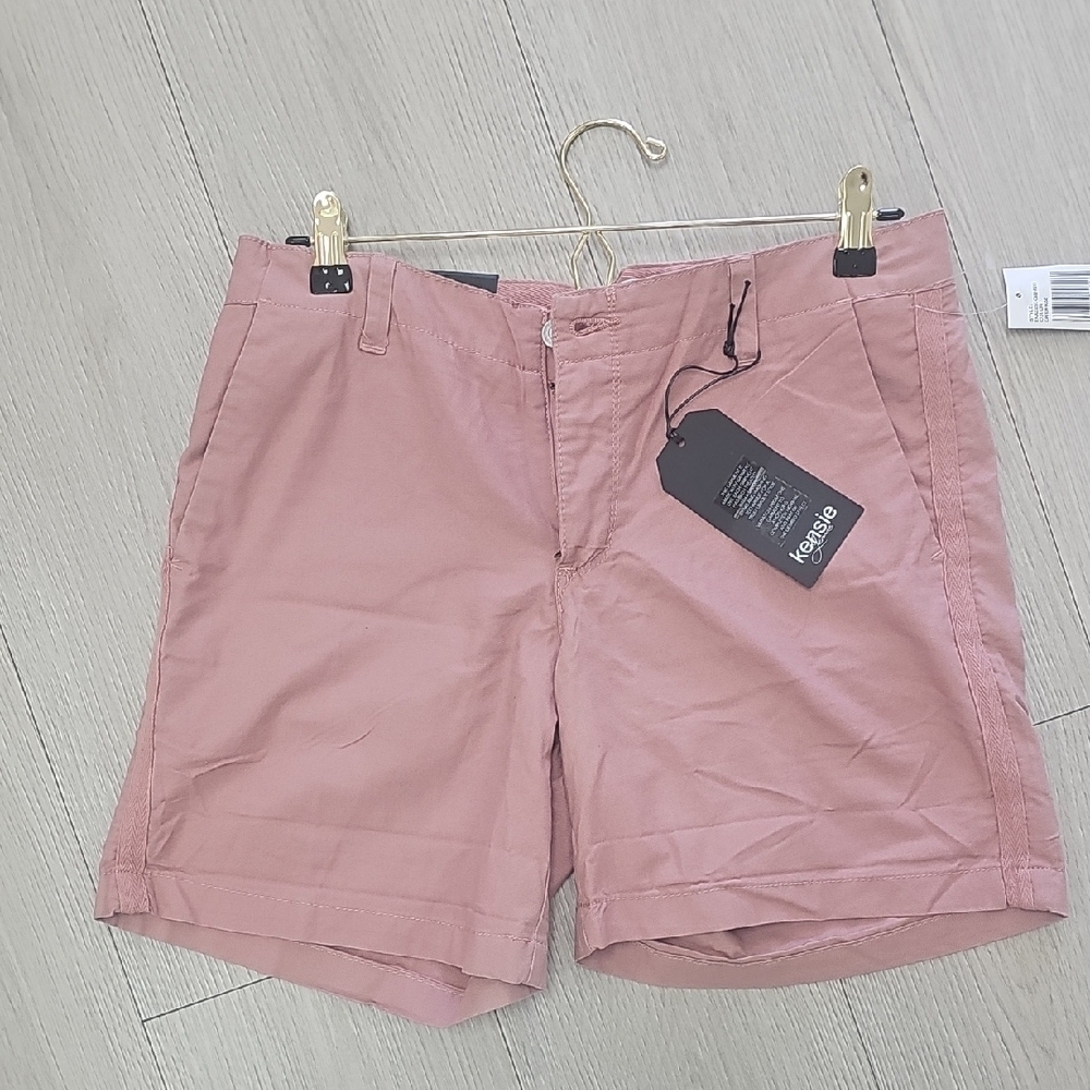 Kensie Pink Flat Front Shorts Casual Style